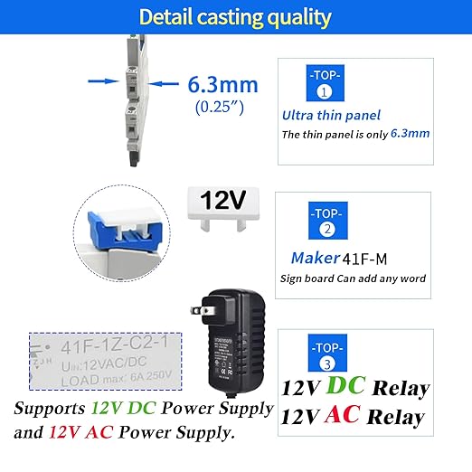 20Pcs 12V Electromechanical Power Relays 12V Relay Din Rail 5 Pin 6Amp SPDT - Image 2