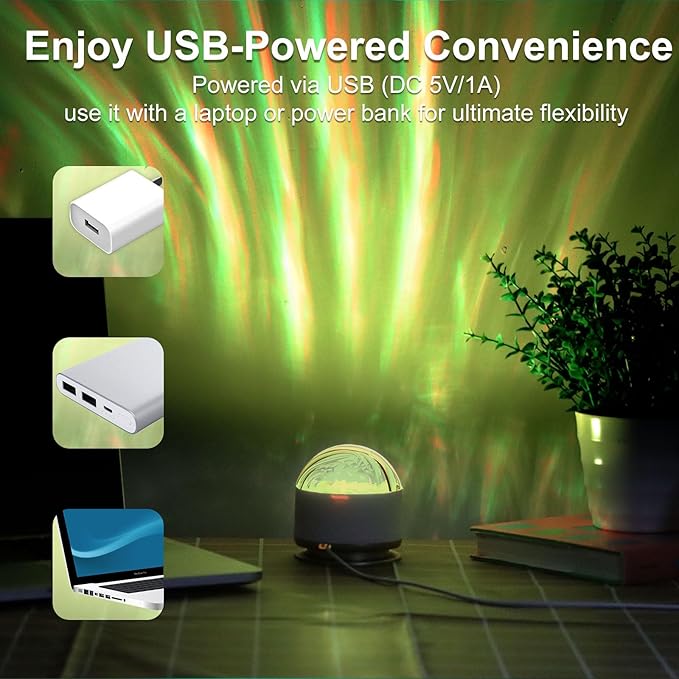 HUMIIEYE Northern Light Projector, Battery Operated Aurora Night Light - Image 4