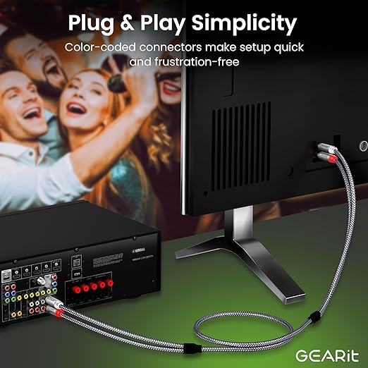 GEARit RCA Cable 2RCA Male to 2RCA Male Stereo Audio Cables Shielded Braided - Image 7