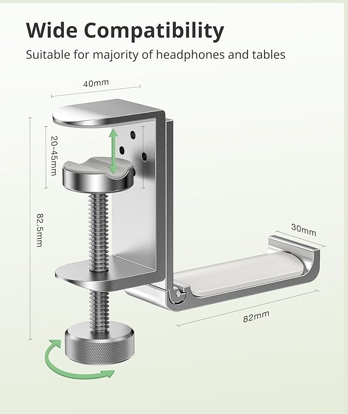 Headphone Stand for Desk – Aluminum Under Desk Headset Stand - Image 5