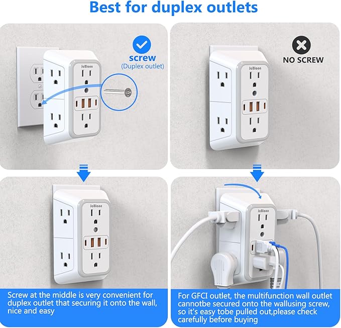 3 Pack Surge Protector Outlet Extender, 6 Outlet Splitter - Image 7
