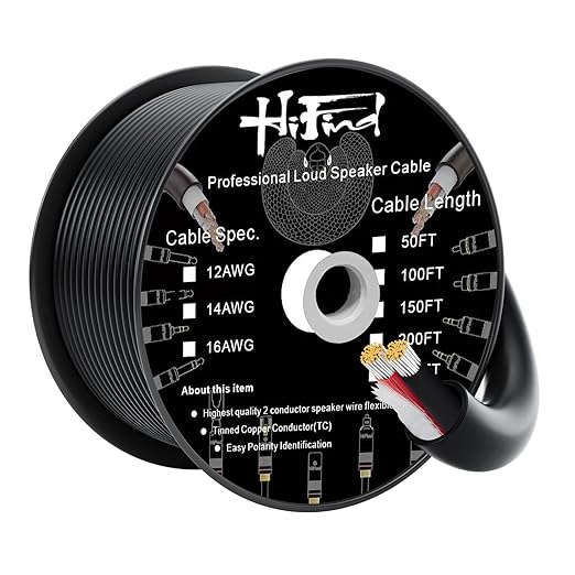 HiFind 14/2 Gauge Speaker Wire Cable 150 Ft-Tinned OFC Copper-UL CL3 Rated- by HiFindCable