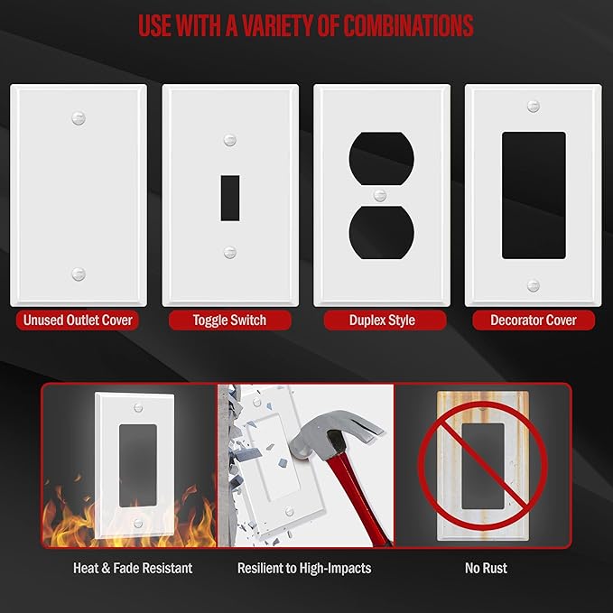 ENERLITES Decorator Switch Metal Wall Plate, Outlet Cover, Corrosion Resistant - Image 6