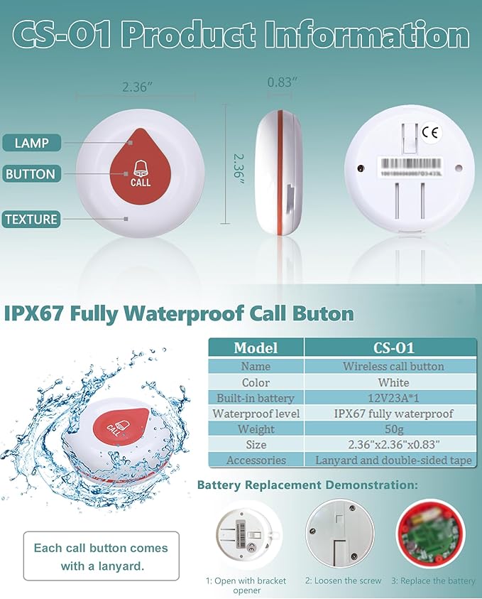 WNKRUN Wireless Calling System Caregiver Pager System 1200+ ft - Image 5