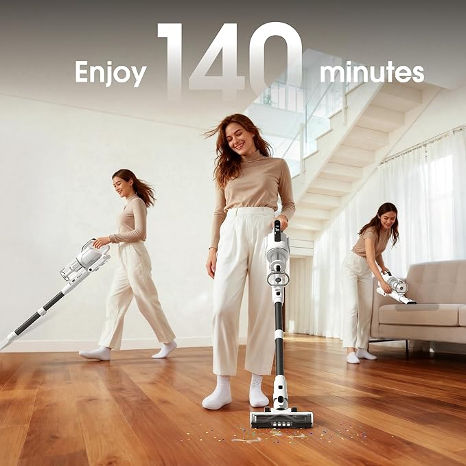 Klarpul Cordless Vacuum Cleaner, 2 Batteries 140 Mins Runtime 600W 50Kpa Stick - Image 8