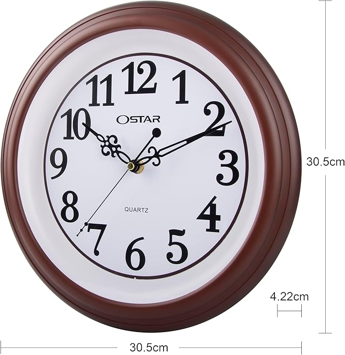 OSTAR Silent Rustic Wall Clock, Battery Operated, Vintage 12 Inch Round Clock - Image 5