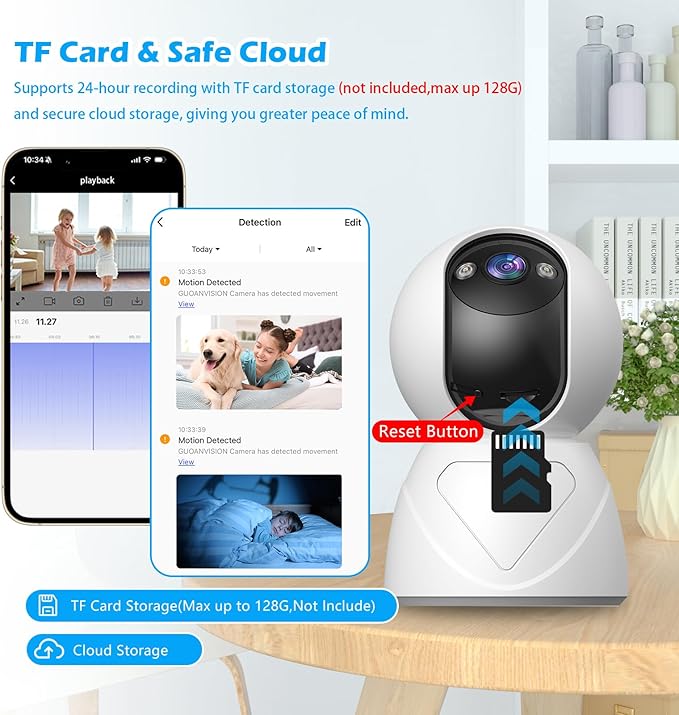 GUOANVISION 3MP Indoor Security Camera, 5G WiFi 360° Pan/Tilt Home Cameras - Image 5