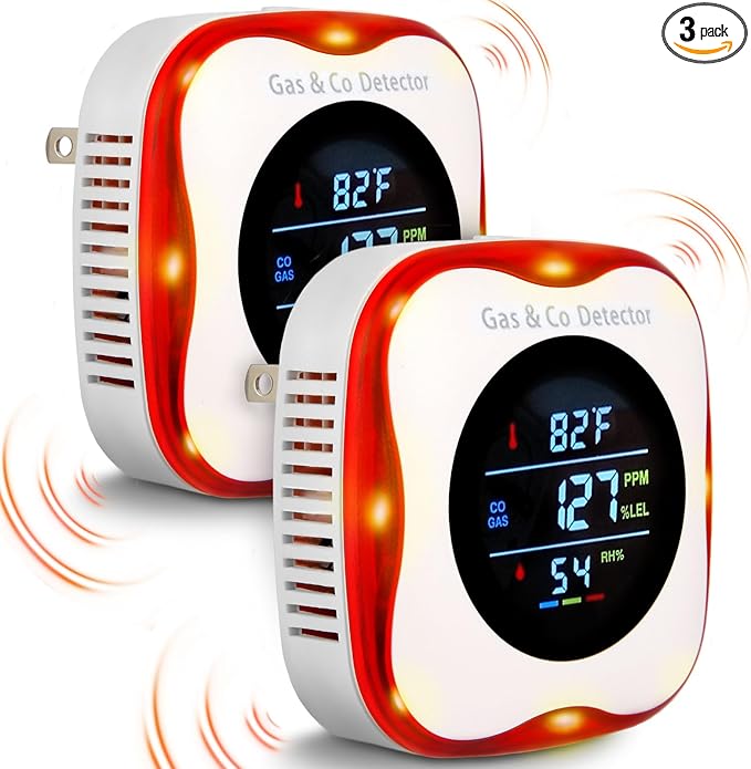 Combustible Gas & Carbon Monoxide Detector 4-in-1 Alarm by Vzmcov