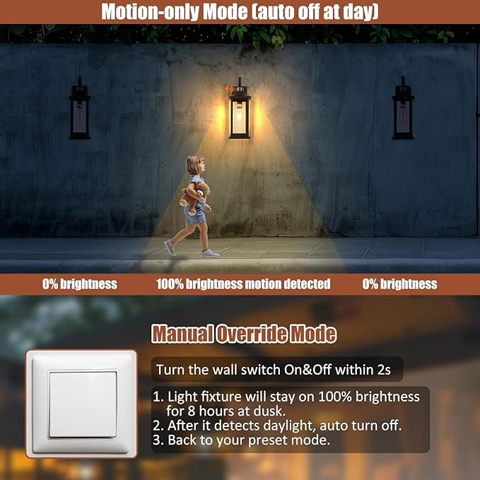 Roravilila 1-Pack 18 Inch Oil Rubbed Bronze Motion Sensor Outdoor Wall Lantern - Image 3