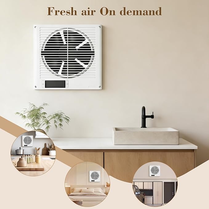 Qnemaei 8" Through Wall Fan 305 CFM, Room to Room Air Transfer Fan, Reversible - Image 6