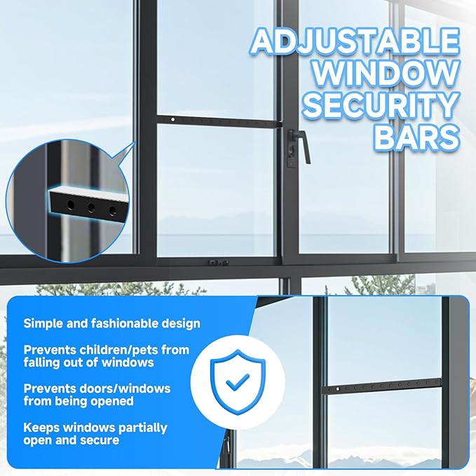 ZhouDaShu Adjustable Window Security Bars, Window Bars Security Inside Vertical - Image 4