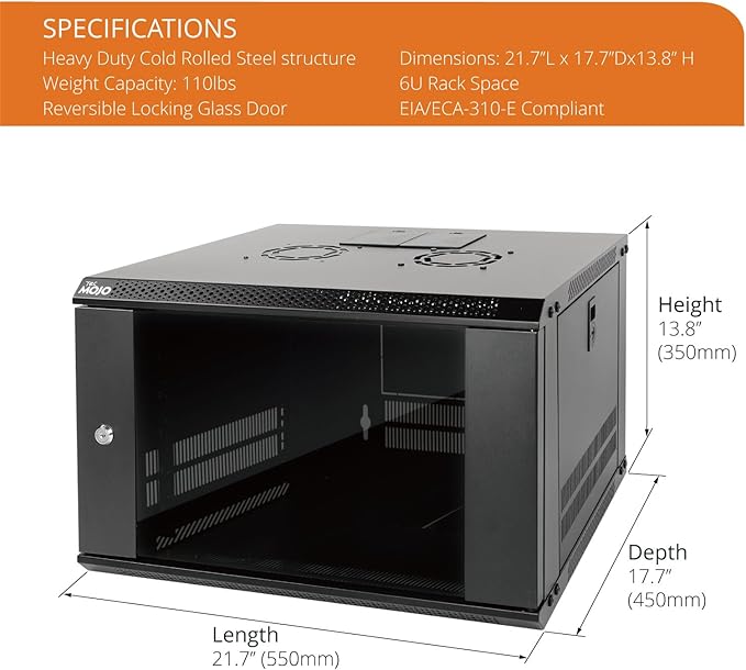 Tecmojo 6U Wall Mount Server Cabinet IT Network Rack Enclosure Lockable Door - Image 2