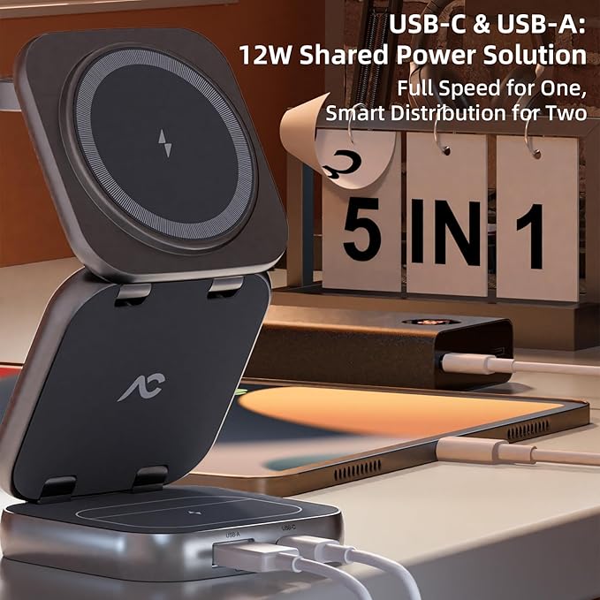 5-in-1 Wireless Charger for MagSafe, AC ISLAND Portable Travel Charging Station - Image 3