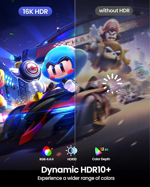 Silkland 80Gbps DisplayPort Cable 2.1 10FT/3M, DP 2.1 Cable 16K, DP80 HDR DSC - Image 6