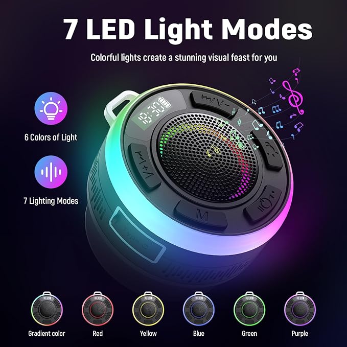 IPX7 Waterproof Shower Bluetooth Speaker, Portable Small Speaker - Image 3