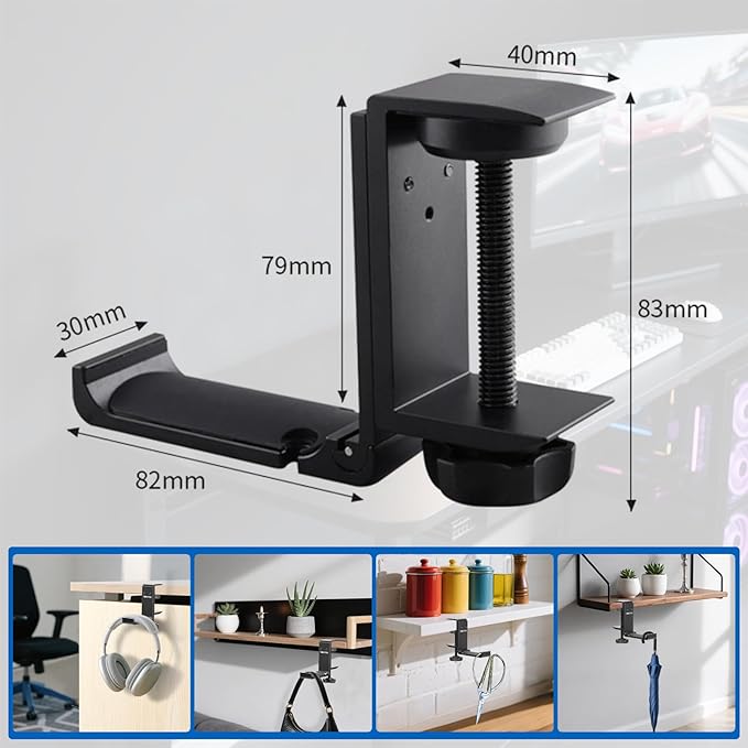 Goldmille 2 Pack Aluminum Headphone Stand Hanger Foldable - Image 2