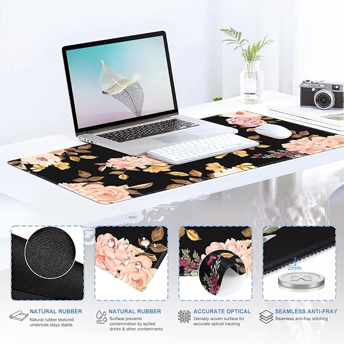 iCasso Desk Mat, Gaming Mouse Pad Wrist Support Set, 4in1 XXL Large Mousepad + - Image 4
