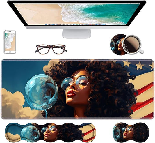 Ergonomic Keyboard Wrist Rest & Mouse Pad Wrist Rest Set, Large XXL Gaming Desk by Unknown
