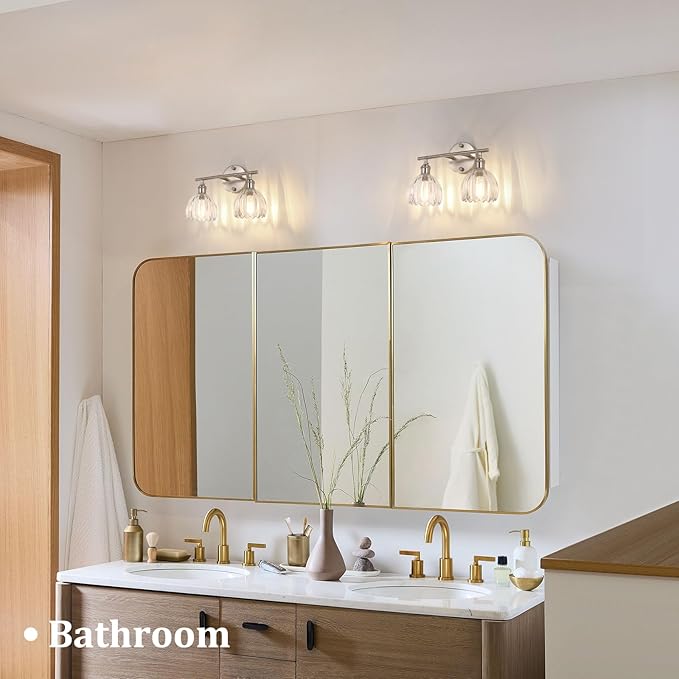 Shenmoyl Bathroom Light Fixtures, 2-Light Vanity Wall Light Over Mirror - Image 2