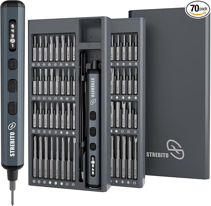 STREBITO Mini Electric Screwdriver Set, 70-in-1 Max Precision Electric by STREBITO