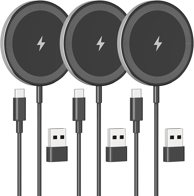 3Pack Magnetic Wireless Charging Pad: 15W Fast Qi Wireless Charger by SMILESTATION