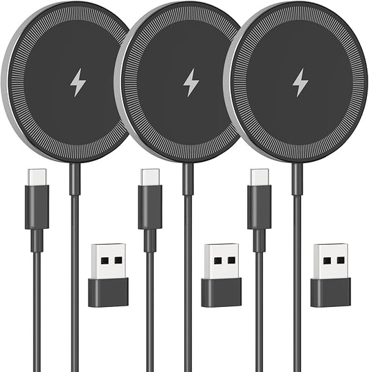 3Pack Magnetic Wireless Charging Pad: 15W Fast Qi Wireless Charger by SMILESTATION