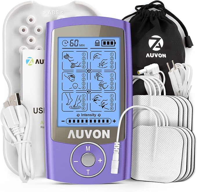 AUVON Rechargeable TENS Unit Muscle Stimulator, 24 Modes 4th Gen TENS Machine by AUVON