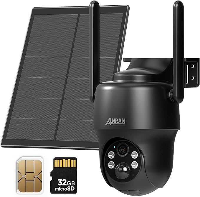 ANRAN 4G LTE Cellular Solar Security Camera Wireless Outdoor, No WiFi 2K Solar by ANRAN