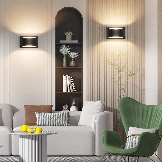 Aipsun Black Modern LED Wall Sconce Hardwired Indoor Wall Lights Set of 2 Up - Image 8