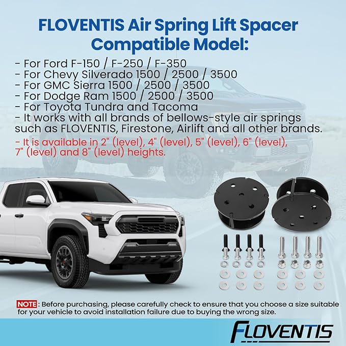 FLOVENTIS 2" Angled Air Helper Spring Spacer, Heavy-Duty Steel Compatible - Image 6