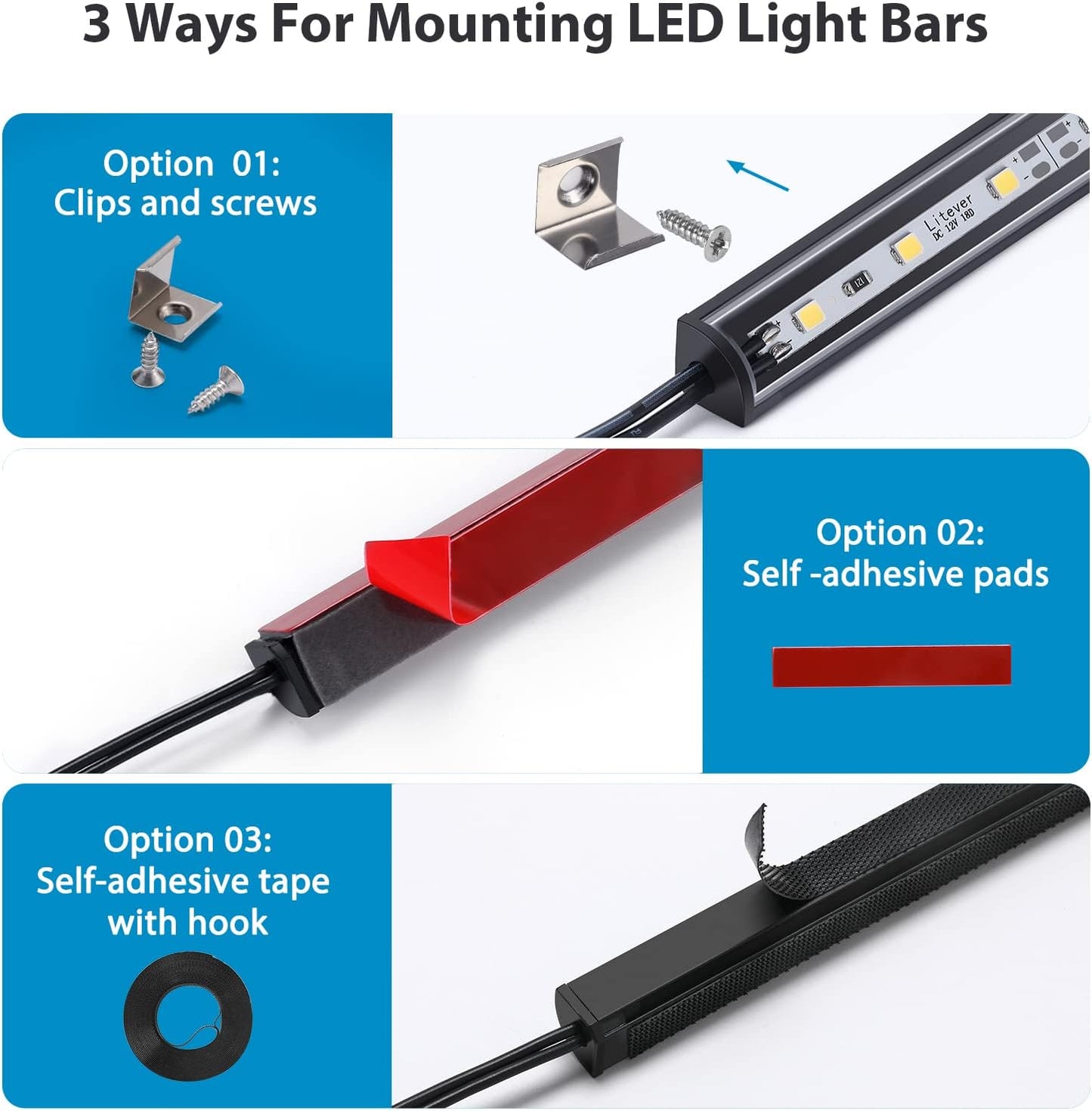 Add-on 12 Inches LED Light Bars LL-027 Safe Lighting Kit. 12VDC 2.2W, Daylight 5000K. Designed as Add-on Lights for LL-027 Lighting Kit for Safe, Closet, Wardrobe. (2-Pack-5000K)