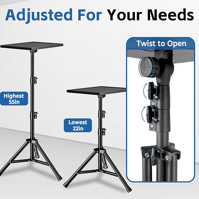REHOSEUP Projector Stand, 33LB Load Bearing & 22-55" Height Adjustable - Image 3