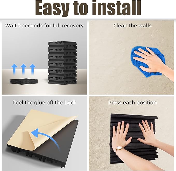 ZELMINE Upgrade 24 pack Self-adhesive Sound Proof Foam Panels, Decorative - Image 6