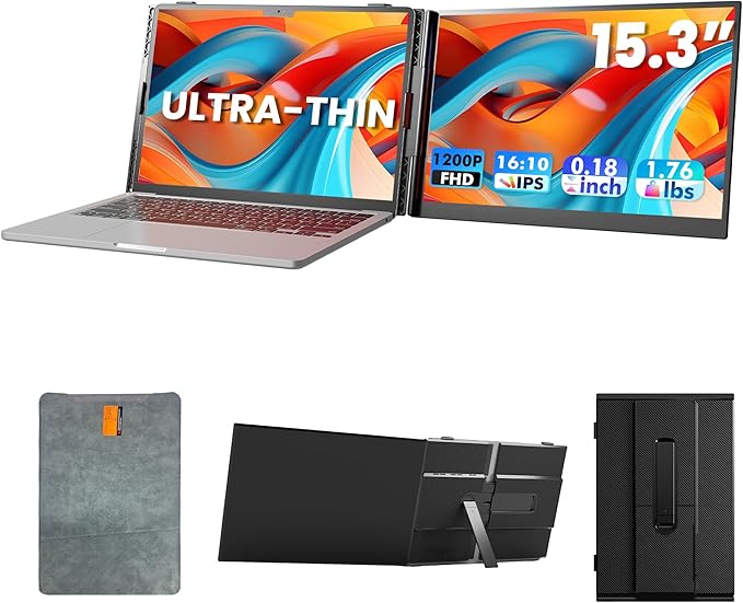 Laptop Screen Extender, Ultra-Thin 15.3" FHD 1200P 16:10 Portable Monitor by SMISEACOW