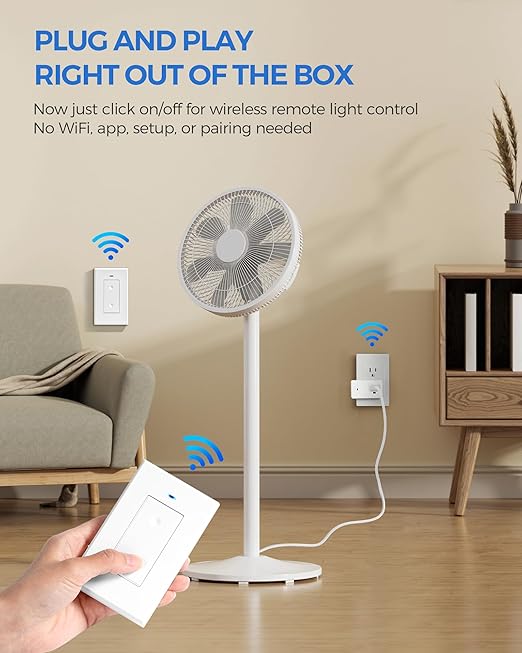 Remote Control Outlet Wireless Light Switch, Expandable and Removable Remote - Image 3