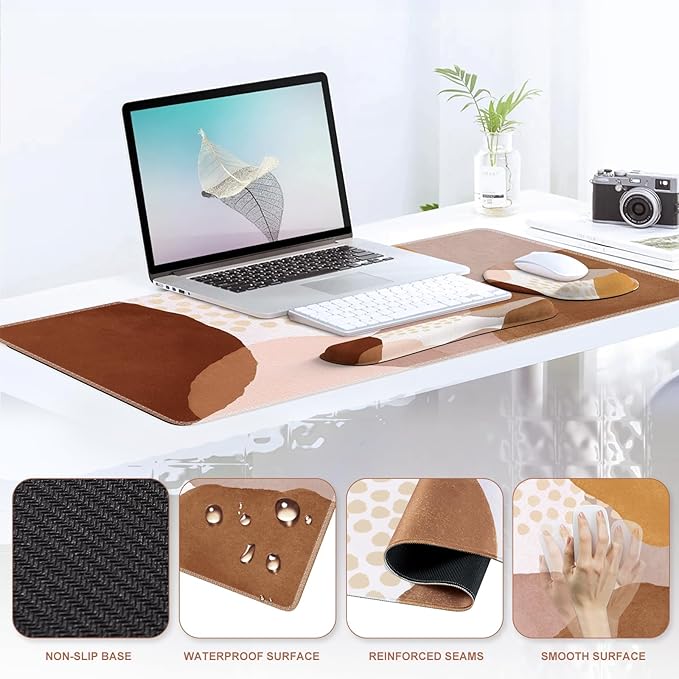 iCasso Desk Mat, Gaming Mouse Pad Wrist Support Set, XXL Large Mousepad + - Image 6