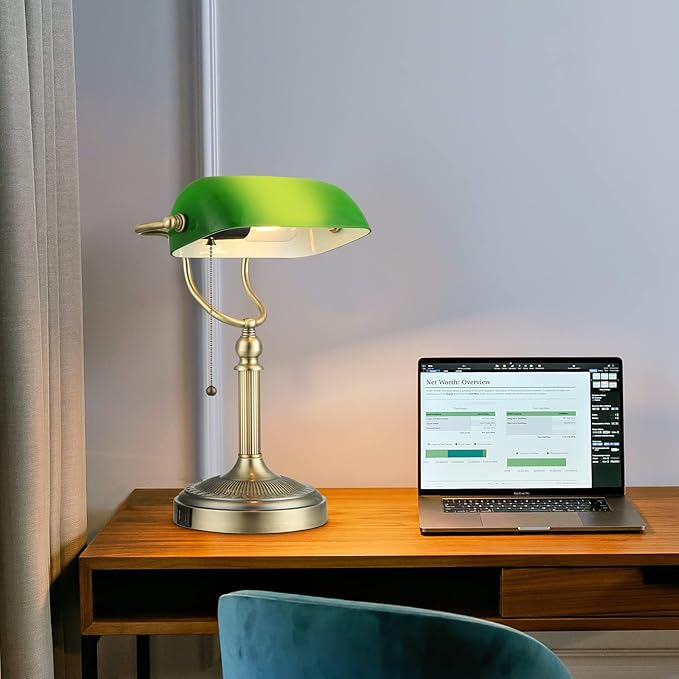 Newrays Green Glass Bankers Desk Lamp - Image 2