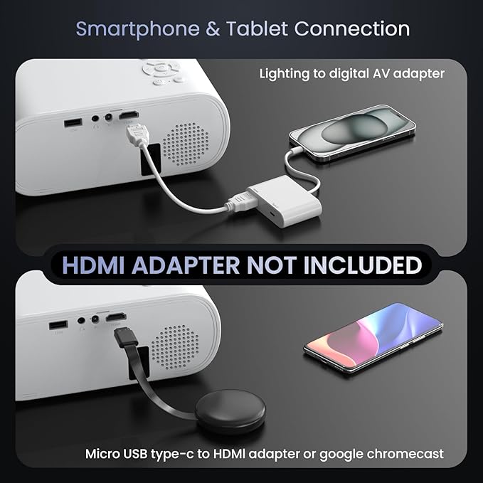 HOMPOW Projector, Native 1080P Full HD Bluetooth Projector - Image 3