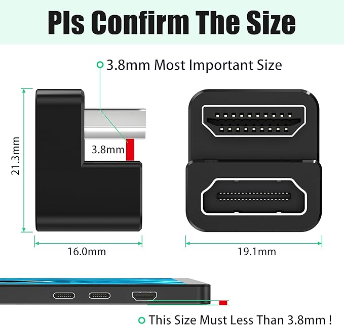 AGVEE 2 Pack 180 Degree Angled HDMI Male to HDMI Female Adapter, U-Shaped - Image 7