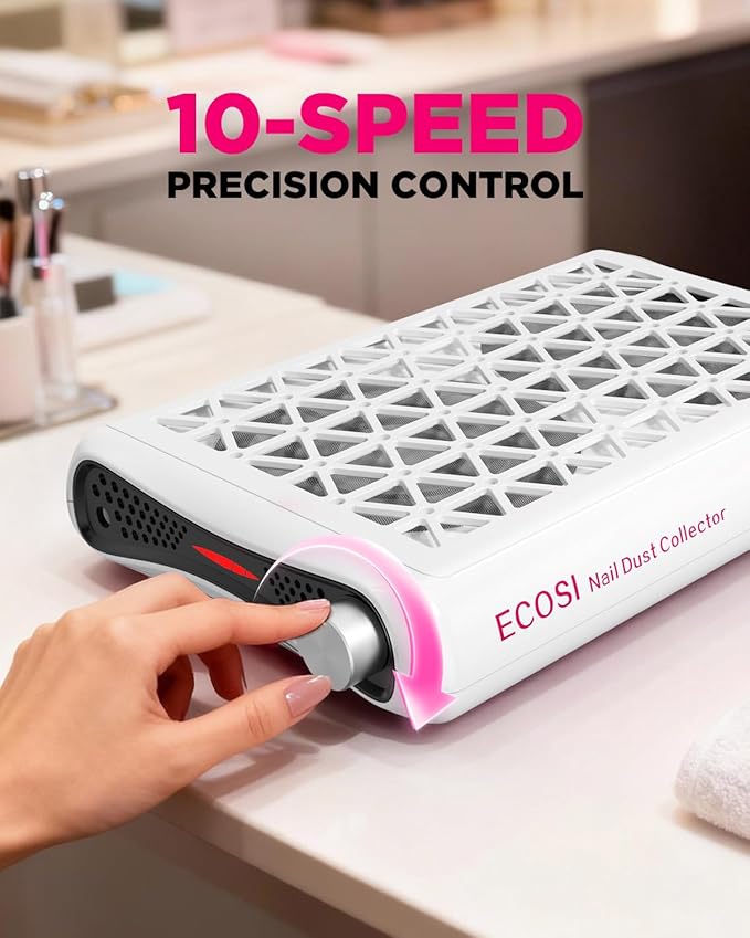 ECOSI Nail Dust Collector, Dual Turbo & 1600PA Professional Vacuum Fan Dust - Image 4