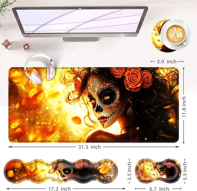 BFUKVOU Large Keyboard Mouse Pad Set, Extended Mouse Pad+Keyboard Wrist Rest - Image 6