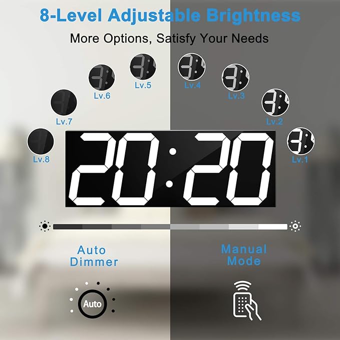 CHKOSDA LED Large Digital Wall Clock, Oversize Wall Clock - Image 3