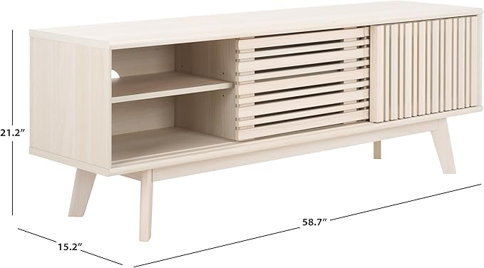 SAFAVIEH ESMA TV Stand for up to 65" Flatscreen – Bleached White, Sliding Doors - Image 5