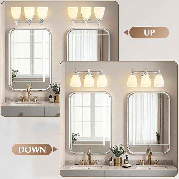 EJIAXIN Bathroom Light Fixtures, 3 Light Bathroom Lighting Fixtures Over Mirror - Image 3