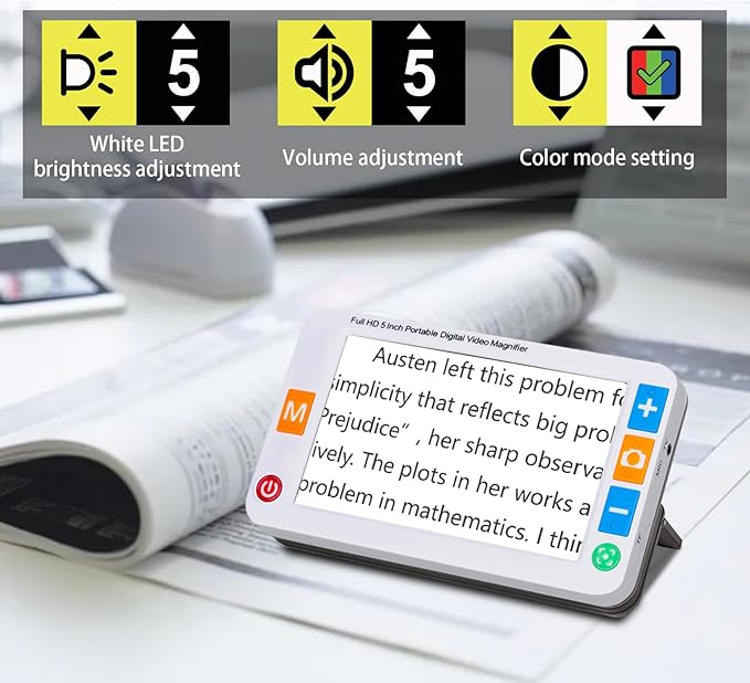 Digital Magnifier 5 Inch, Electronic Auto Focus Reading Aid Simplified Buttons - Image 7
