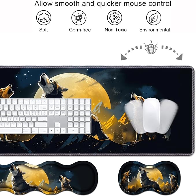 Ergonomic Keyboard Wrist Rest & Mouse Pad Wrist Rest Set, Large XXL Gaming Desk - Image 4