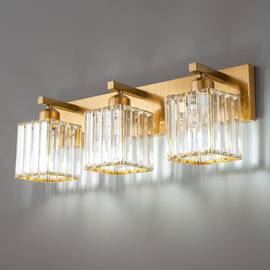 FDPBY Modern Bathroom Vanity Light 3-Lights Gold Crystal Bathroom Wall Light by FDPBY