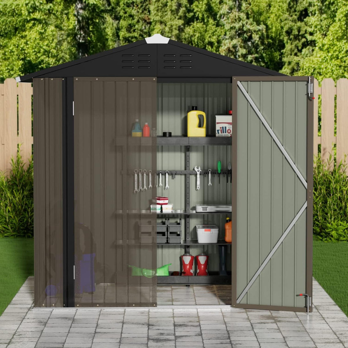 jummico metal outdoor storage shed, 6 x 4, main product view