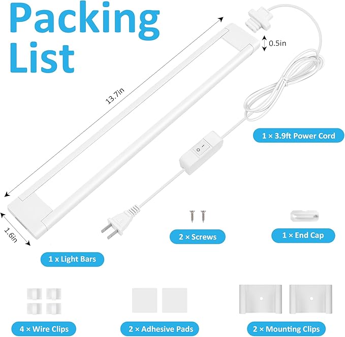 maylit Under Cabinet Lighting Plug in, 14 Inch Linkable Ultra Bright LED Light - Image 6