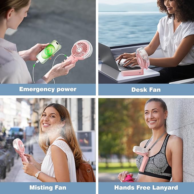 HandFan 4000mAh Handheld Misting Fan, 50ml Water Tank, Rechargeable Personal - Image 9